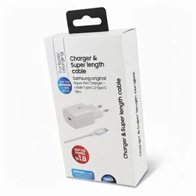 מטען קיר סמסונג מהיר 25W - עם כבל 1.8 מטר טייפ-סי