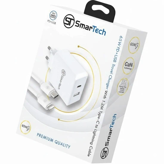 מטען קיר SmarTech – Lightning  65W PD+USB